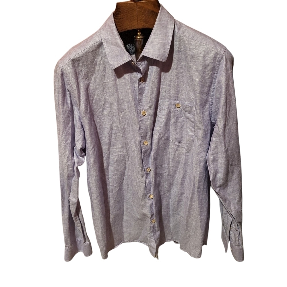 Ted Baker London Linen & Cotton Button Down Lilac Purple Shirt Men’s Size 5 XL